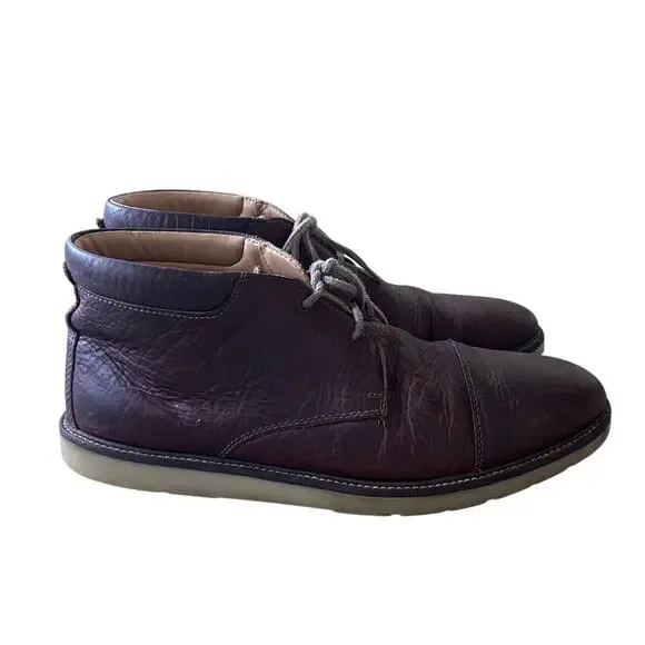 Clarks Mens 11.5 Grandin Tumbled Leather Chukka Boots High Top Sneakers Brown - Picture 3 of 7